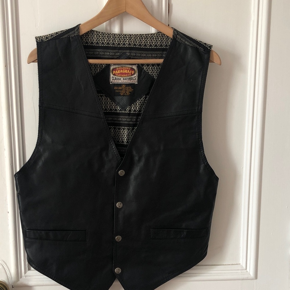 Vintage Classic Black Leather Vest Small